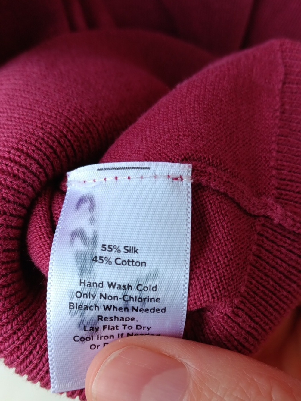 Talbots Deep Raspberry Ruffle-Neck Long Sleeve Tee - Picture 6 of 6